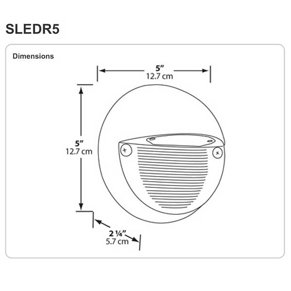 RAB Lighting SLEDR5 5 Watt Round LED Step Light Fixture - Dimensions