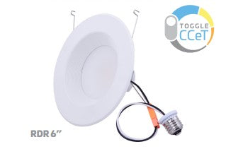 EIKO [11202] RDR6-72-10W-9CCT3-120DT-WH-B 6&quot;LED Residential Downlight Retrofit 900Lumens 10W 90 CRI 3000/4000/5000 CCT 120V White Trim w/Baffle - 1
