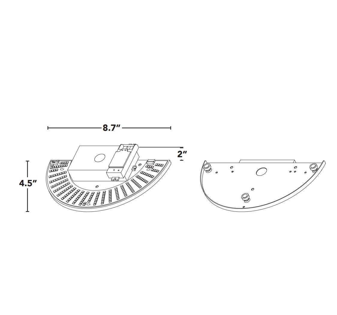 Dimensions - RemPhos RPT-P-LEDSR-G2-9IN-8L-840-FWFC FLEXWATT+FLEXCOLOR LED Sconce Retrofit Kit