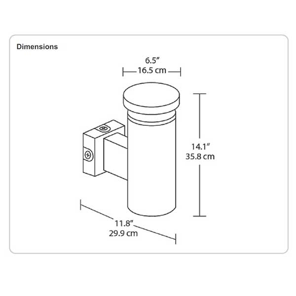 Dimensions RAB Lighting WBLEDR18 18 Watt LED Round Decorative Wall Sconce 