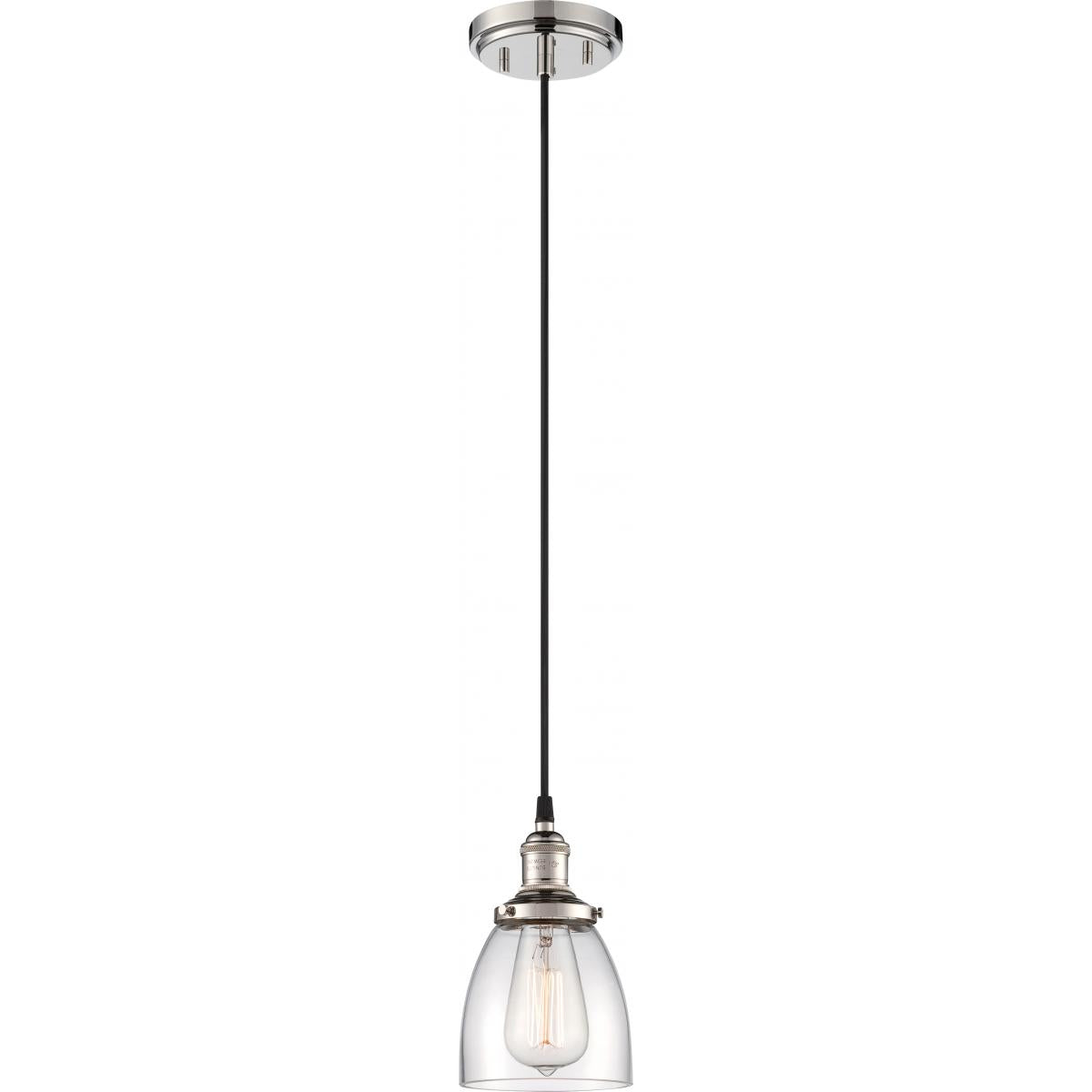 Satco 60-5404 Vintage Transitional Style 1-Light 5-Inch Clear Glass Pendant Fixture