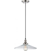 Satco 60-5408 Vintage Transitional Style 1-Light 14-Inch Clear Glass Pendant Fixture