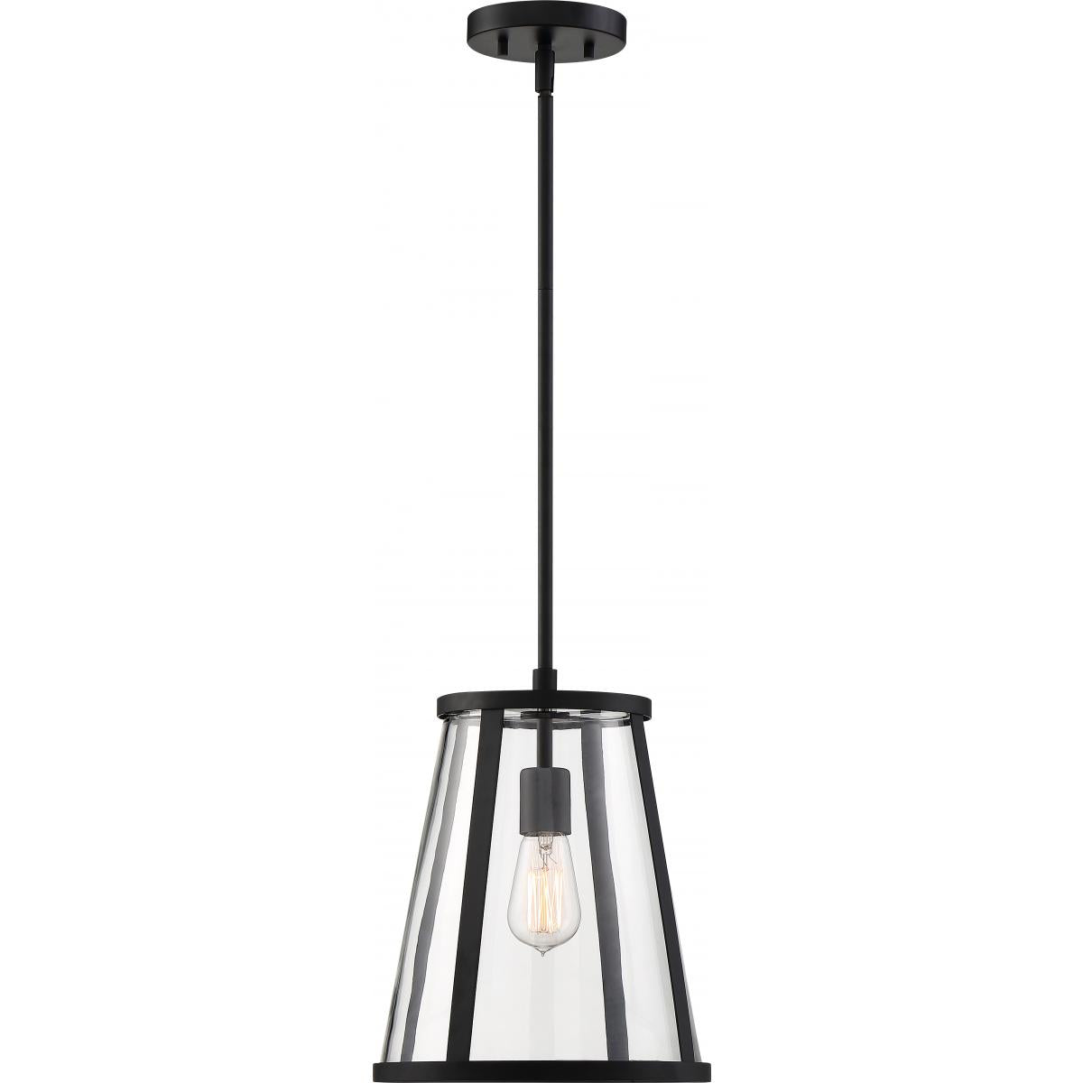Satco 60-6699 Bruge Transitional Style 1-Light Steel Glass Pendant Fixture