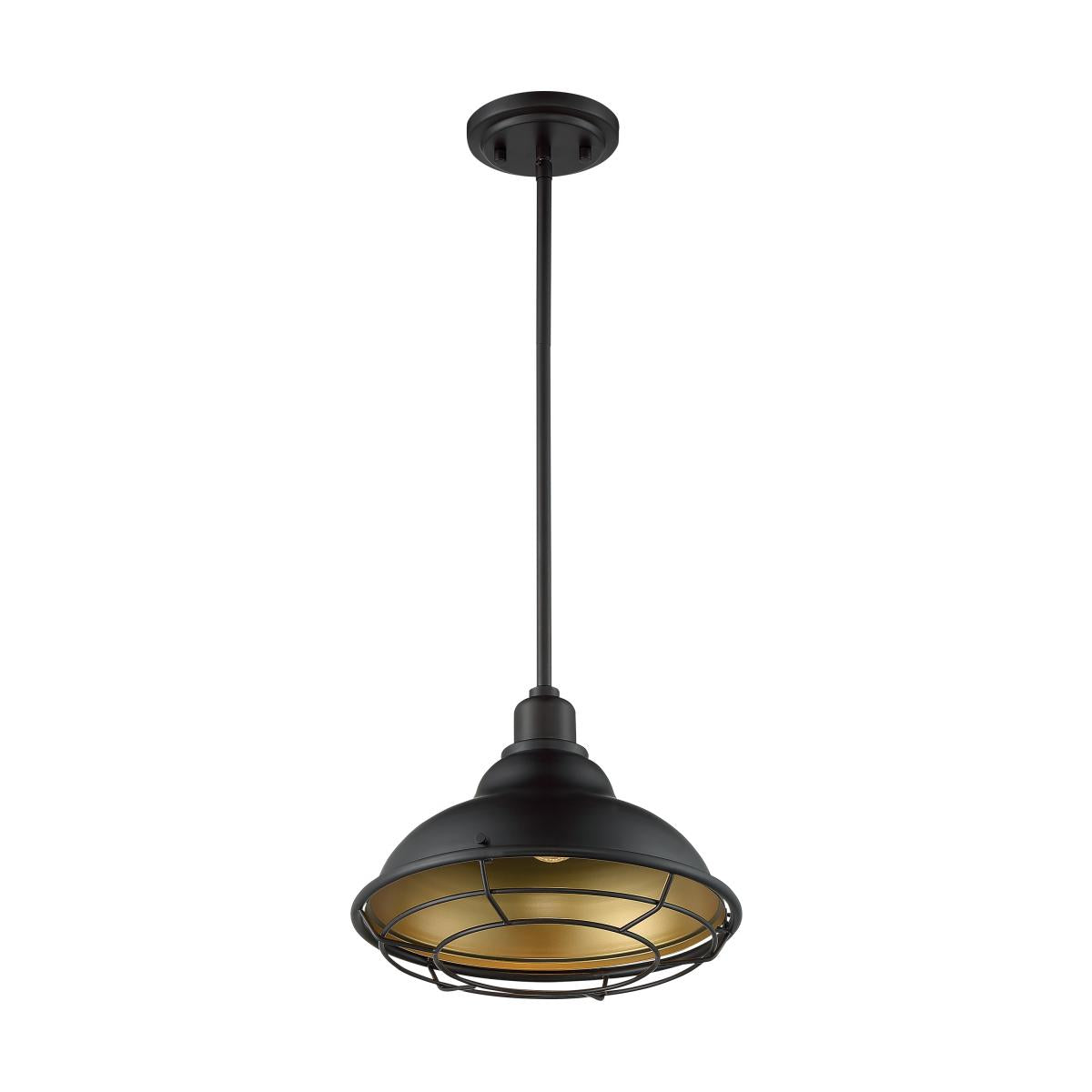 Satco 60-7014 Newbridge Farmhouse Style 1-Light 12-Inch Large Steel Pendant Fixture