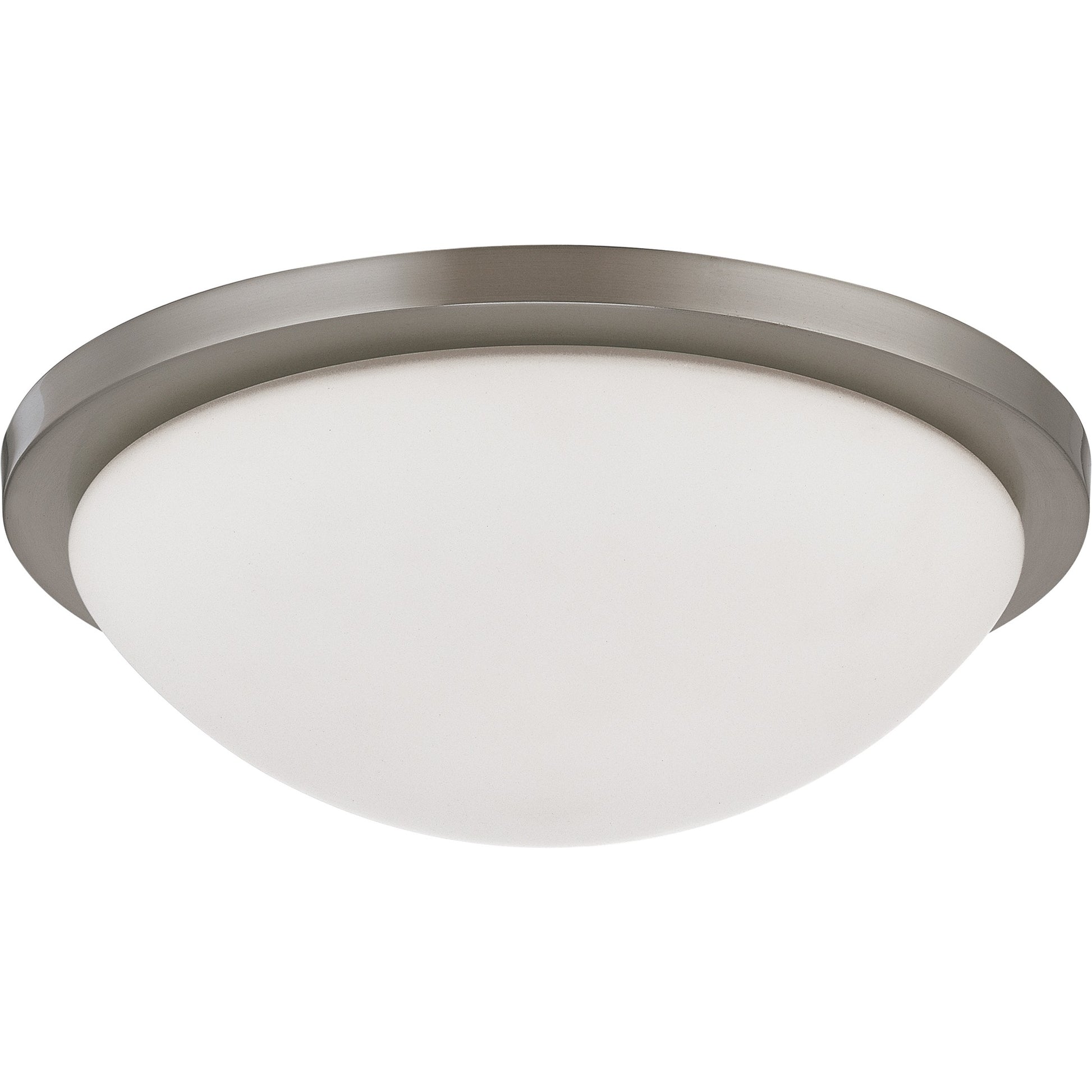 Satco Lighting 62-1043 18 Watt LED Button Flush Mount Dome Light Fixture with Brushed Nickel White Glass Dimmable 3000k