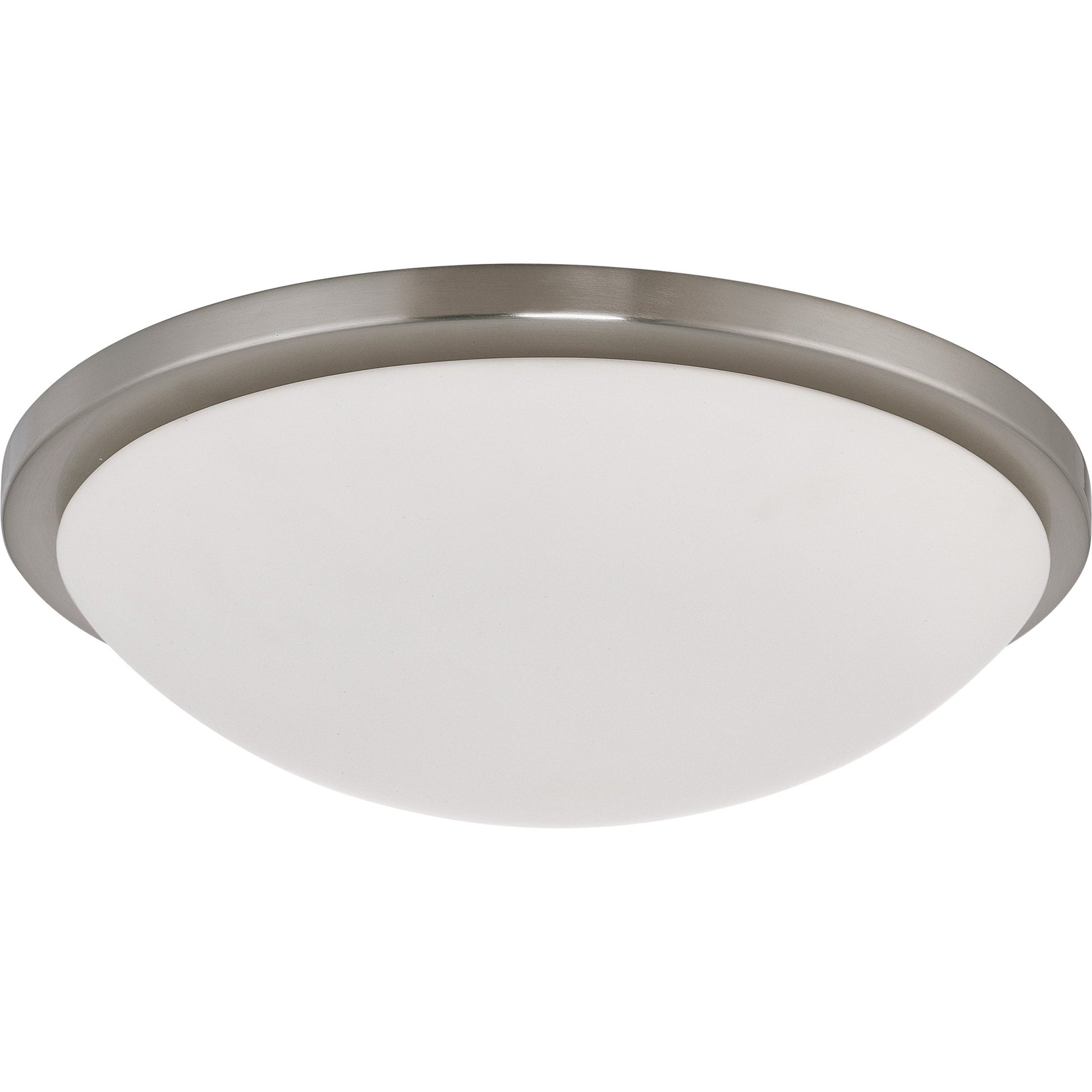 Satco Lighting 62-1044 25 Watt LED Button Flush Mount Dome Light Fixture with Brushed Nickel White Glass Dimmable 3000k