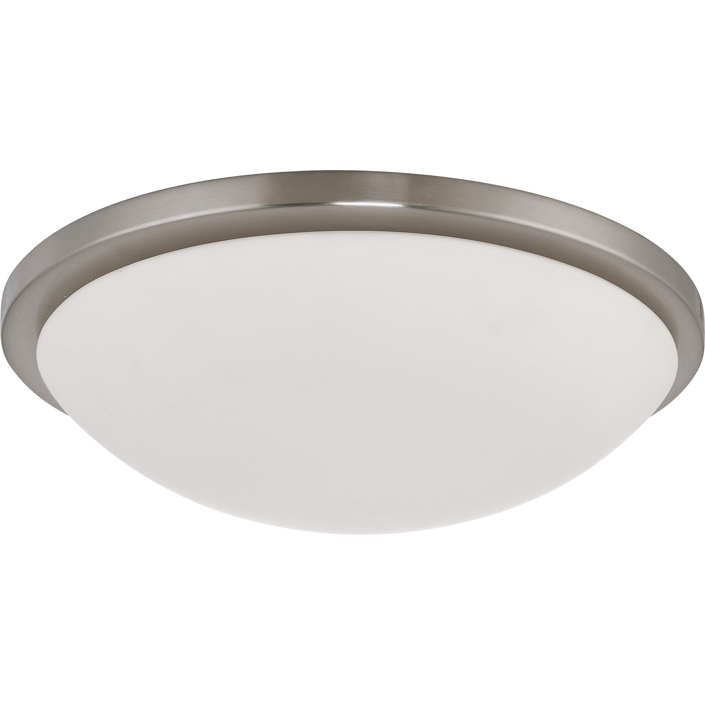 Satco Lighting 62-1044 25 Watt LED Button Flush Mount Dome Light Fixture with Brushed Nickel White Glass Dimmable 3000k
