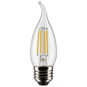 Satco Lighting S21318 5.5-Watt CA10 LED Filament Candle Lamp Clear Dimmable 2700K Replaces 60W Incandescent