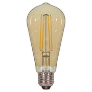 Satco Lighting S8612 4.5 Watt ST19 Omni-directional LED Filament Light Bulb Amber Finish E26 Medium Base Dimmable 2200k