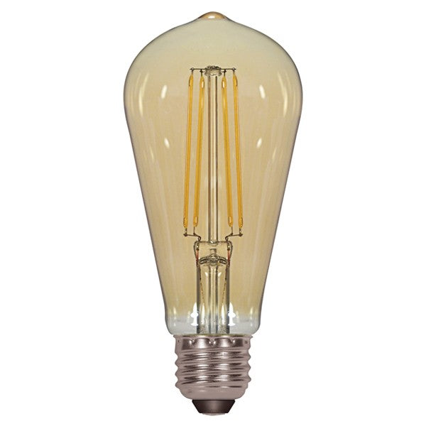 Satco Lighting S8612 4.5 Watt ST19 Omni-directional LED Filament Light Bulb Amber Finish E26 Medium Base Dimmable 2200k