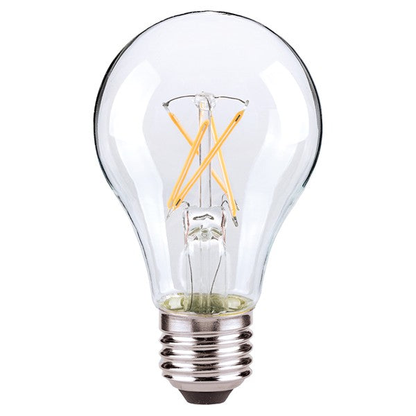 Satco Lighting S8616 7 Watt A19 Omni-directional Screw-In LED Filament Light Bulb Lamp E26 Medium Base Dimmable 2700K