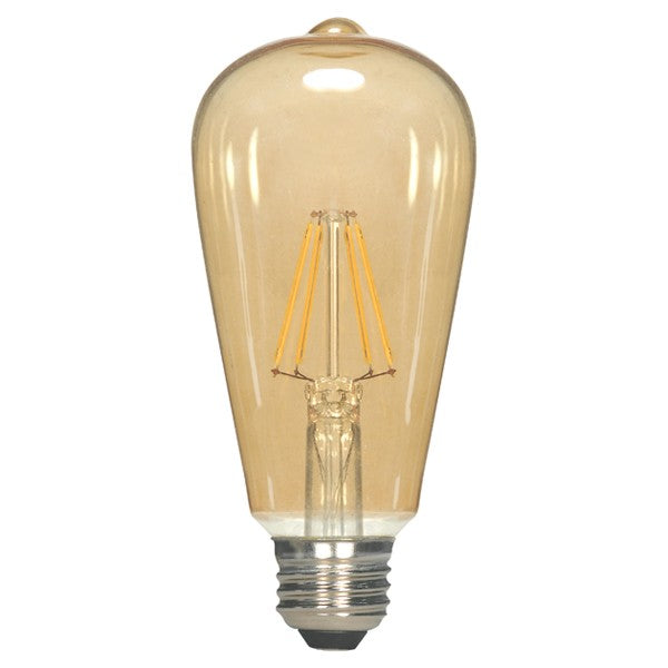 Satco Lighting S9577 2.5 Watt ST19 Omni-directional LED Filament Light Bulb Transparent Amber Finish E26 Medium Base Dimmable 2300k
