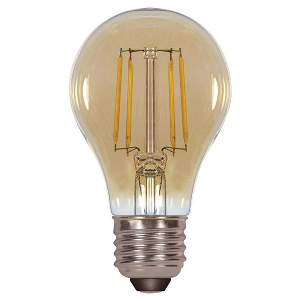 Satco Lighting S9583 4.5 Watt A19 Omni-directional Screw-In LED Filament Light Bulb Lamp E26 Medium Base 120V Dimmable 2200K