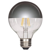 Satco Lighting S9828 4.5 Watt G25 LED Filament Light Bulb Silver Crown Finish E26 Medium Base Dimmable 2700K