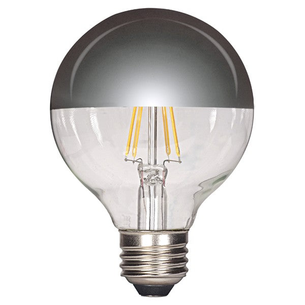 Satco Lighting S9828 4.5 Watt G25 LED Filament Light Bulb Silver Crown Finish E26 Medium Base Dimmable 2700K