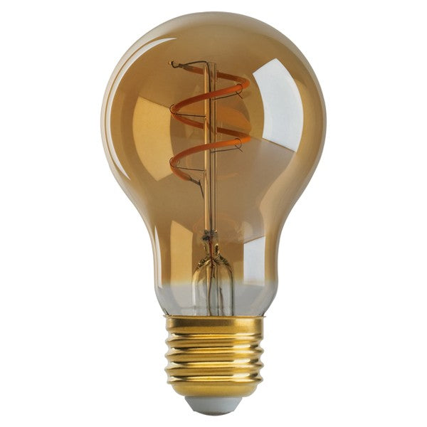 Satco Lighting S9966 4 Watt A19 Spiral Omni-directional Screw-In LED Filament Light Bulb Lamp E26 Base Dimmable 2200K