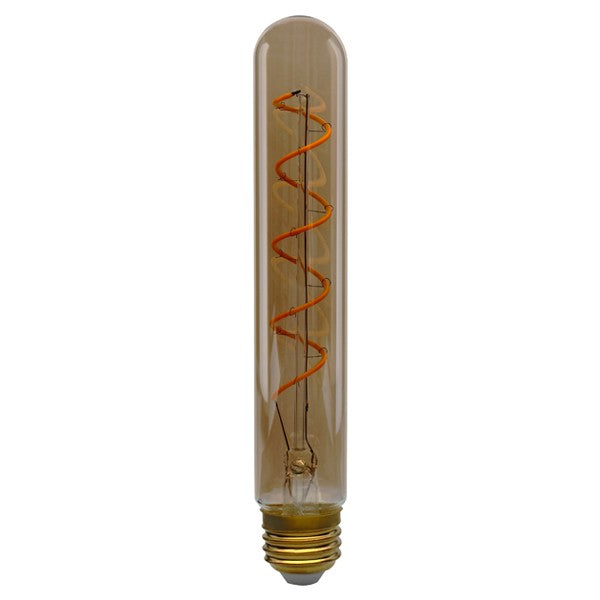 Satco Lighting S9971 4 Watt T9 Spiral LED Filament Light Bulb Amber Finish Medium Base 120V Dimmable 2200K