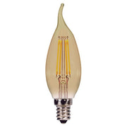 Satco Lighting S9987 3.5 Watt Flame CFA LED Filament Light Bulb Amber Finish Candelabra Base 120V Dimmable 2200K