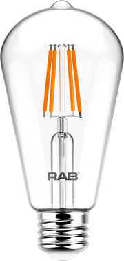 RAB Lighting ST19-3-E26-927-F-C  4 Watt LED ST19 Filament Lamp Dimmable 2700K