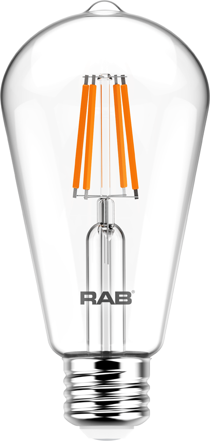 RAB Lighting ST19-3-E26-927-F-C  4 Watt LED ST19 Filament Lamp Dimmable 2700K