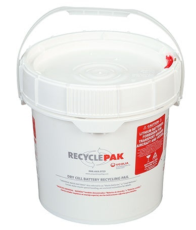 Veolia SUPPLY-069CH RecyclePak 1 Gal. Dry Cell Battery Recycling Pail Container Kit Prepaid Return Shipping
