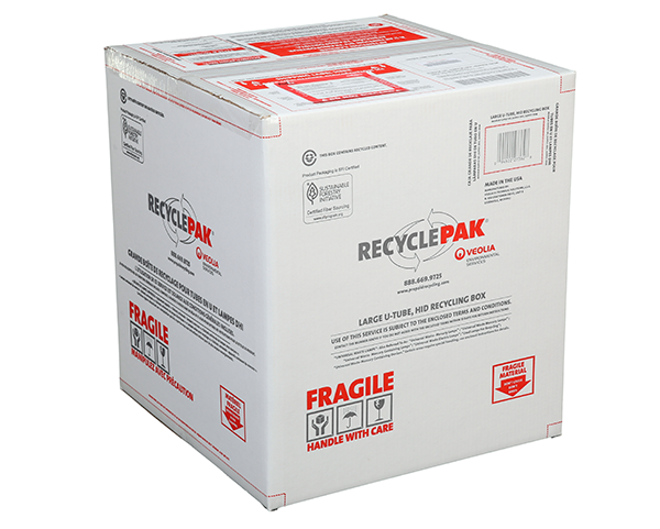 Veolia SUPPLY-191 RecyclePak Large U-Tube and HID Lamp Recycling Box Container Kit Prepaid Return Shipping
