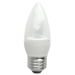TCP Lighting LED5E26B1130K 5-Watt LED B11 Clear Blunt Deco Lamp Dimmable 3000K E26 40W Equivalent
