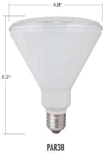 Dimensions TCP Lighting LED14P38D27KNFL 14 Watt 14W Par38 Dimmable Narrow Flood Lamp 2700K