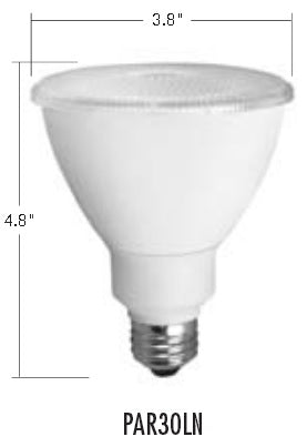 Drawing Dimensions TCP Lighting LED12P30D24KSP 12 Watt 12W Par30 Dimmable Spot Light 2400K