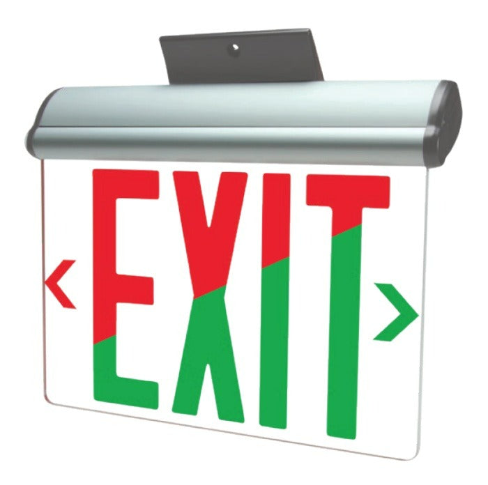 Mule Lighting U-PVT Series Switchable Red/Green Universal LED Edge-Lit Exit Sign
