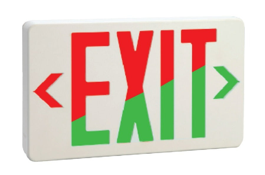 Mule Lighting UX-B Switchable Red/Green Universal LED Exit Sign with Battery Backup