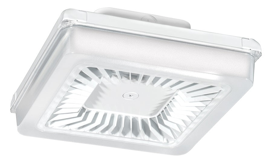 White FInish RAB Lighting PRT55 55 Watt LED Garage Light Fixture with Vandal Resistant Polycarbonate Lens